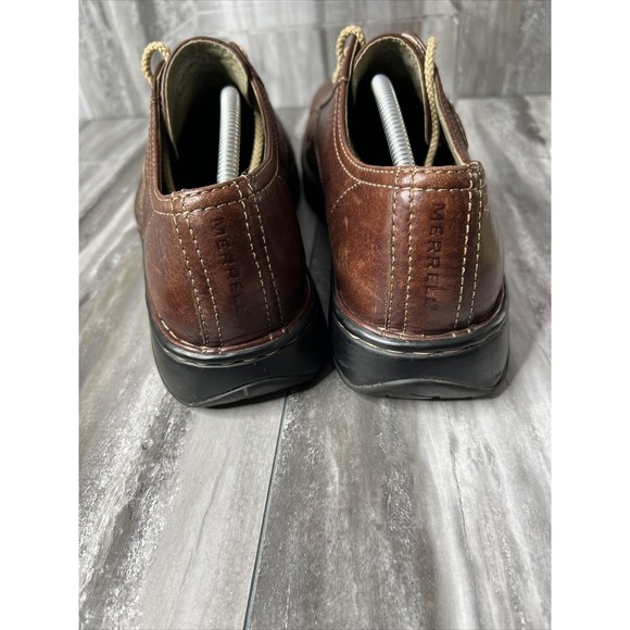 Merrell World Piece Dark Brown Mens 13 Leather Loafers Low - Picture 4 of 9